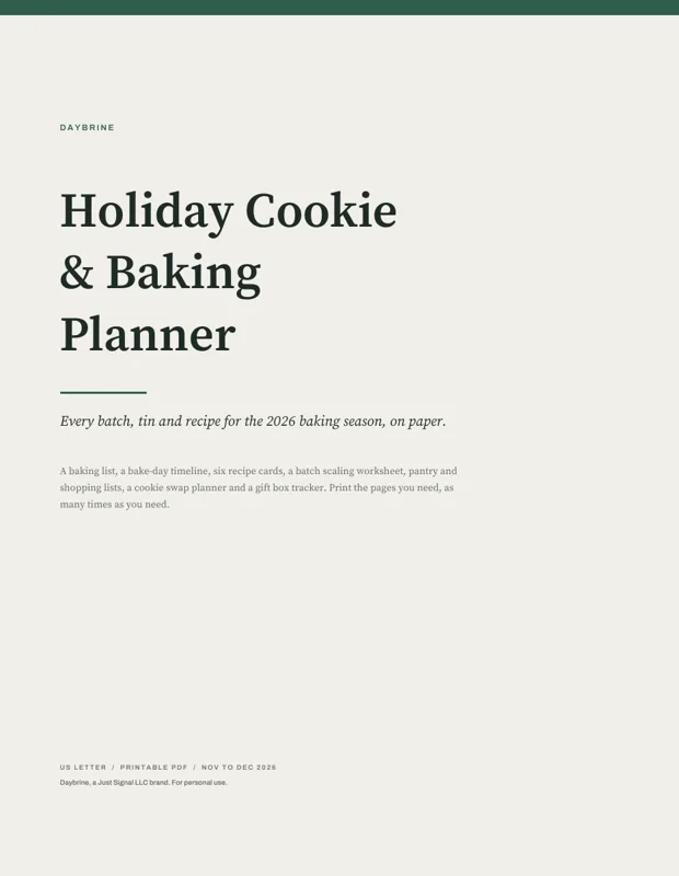 Holiday Cookie & Baking Planner 2026 cover, real page