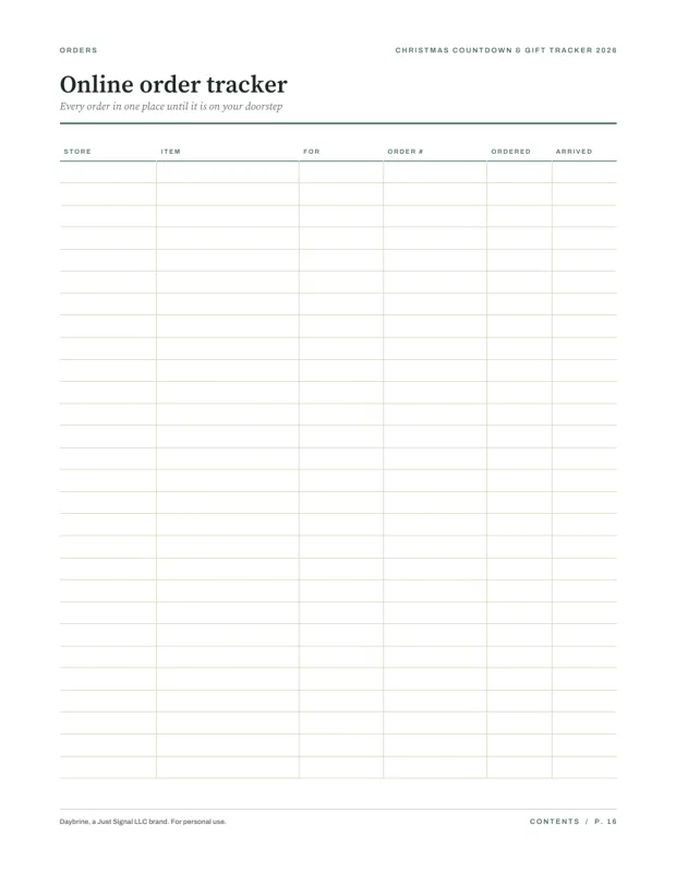 Online order tracker, real page