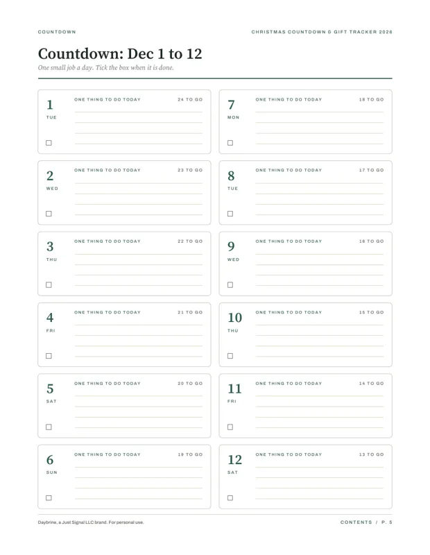 24-day countdown, real page
