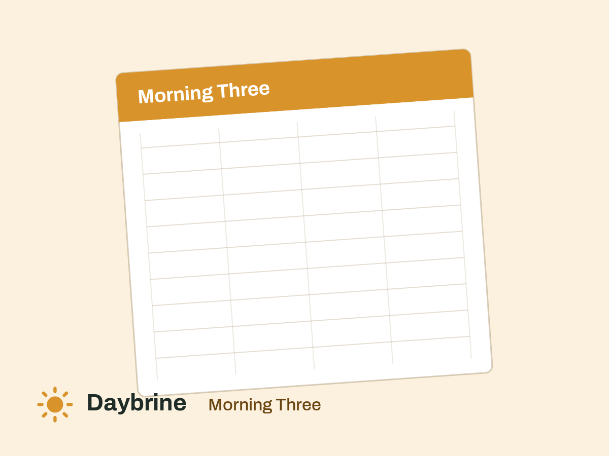 Morning Three daily planner page